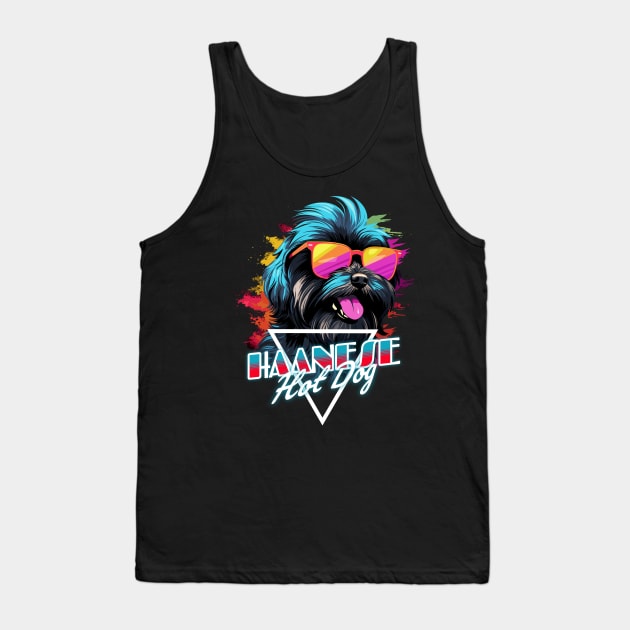 Retro Wave Havanese Hot Dog Shirt Tank Top by Miami Neon Designs